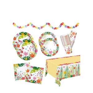 Tropical Luau Party Supplies Kit for 25 - Aloha Hawaiian Party Decorations with